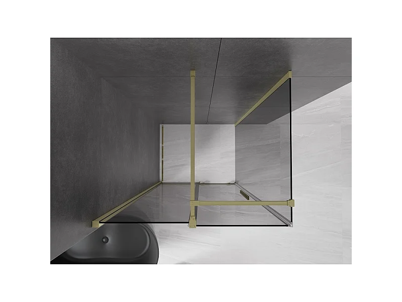 Mexen Velar drsna tuš kabina 140 x 100 cm, grafit, zlato brušeno - 871-140-100-41-55