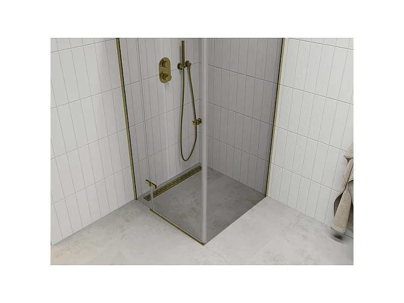 Mexen Roma svingbar brusekabine 80 x 80 cm, transparent, guld - 854-080-080-50-00