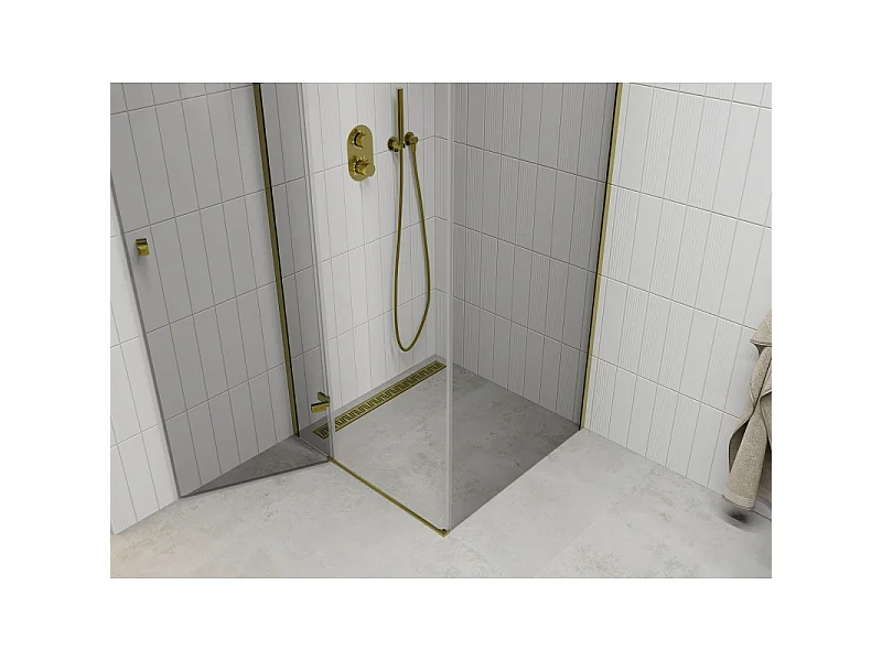 Mexen Roma svingbar brusekabine 80 x 80 cm, transparent, guld - 854-080-080-50-00