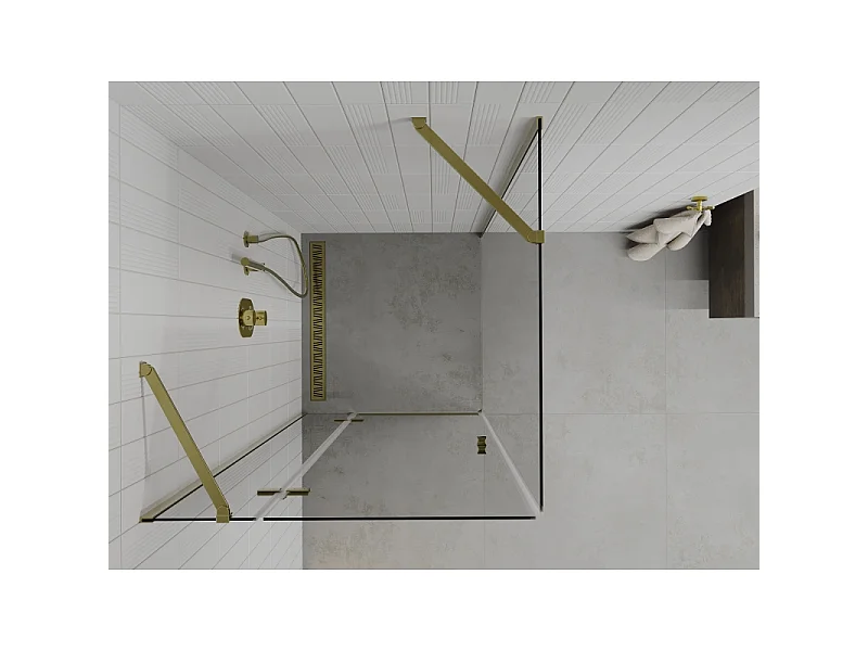 Mexen Roma svingbar brusekabine 80 x 80 cm, transparent, guld - 854-080-080-50-00