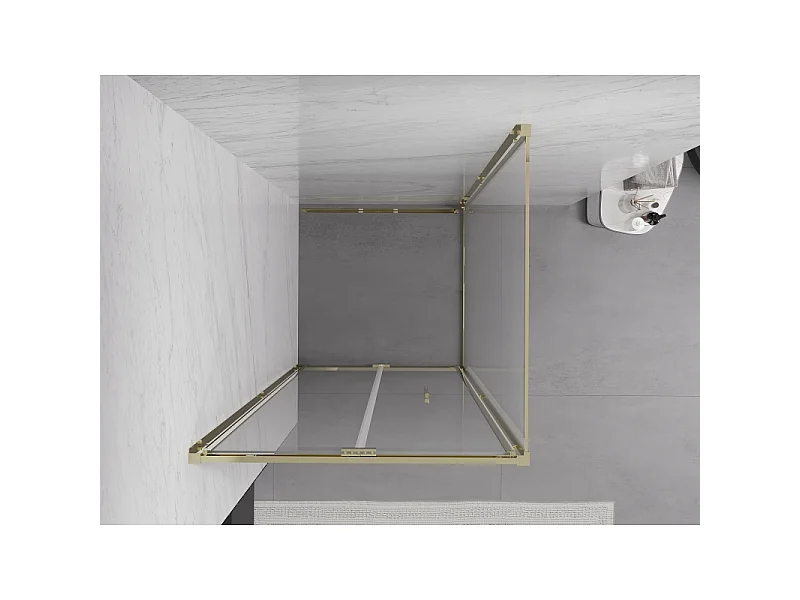 Mexen Exo cabina doccia pieghevole 70 x 70 cm, trasparente, oro - 816-070-070-50-00