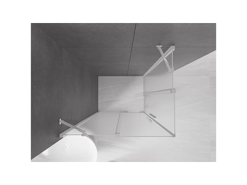 Mexen Velar Duo Duschkabine, 90 x 80 cm, Mattglas, Chrom - 871-090-080-32-01