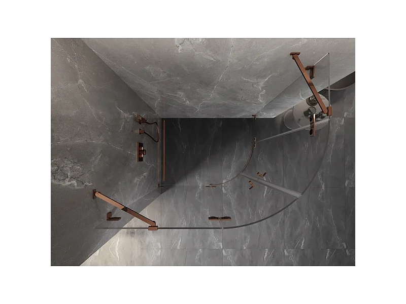 Mexen Lunar semicircular left-hinged shower cabin 100 x 70 cm, transparent, rose gold - 833-100L-070P-60-00