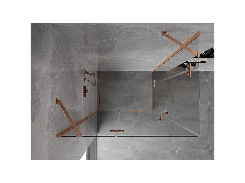 Mexen Mist-H Duo draaideur douchecabine links 115 x 80 cm, transparant, geborsteld koper - 8A5-115L-080P-65-00