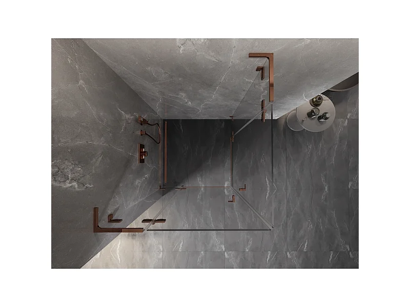 Mexen Lunar L Duo cabine de douche pivotante 115 x 115 cm, transparent, or rose - 834L-115L-115P-60-00