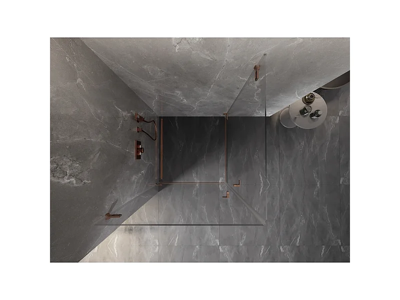 Mexen Lunar-B Duo hinged shower cabin 90 x 90 cm, transparent, brushed copper - 832-090L-090P-65-00