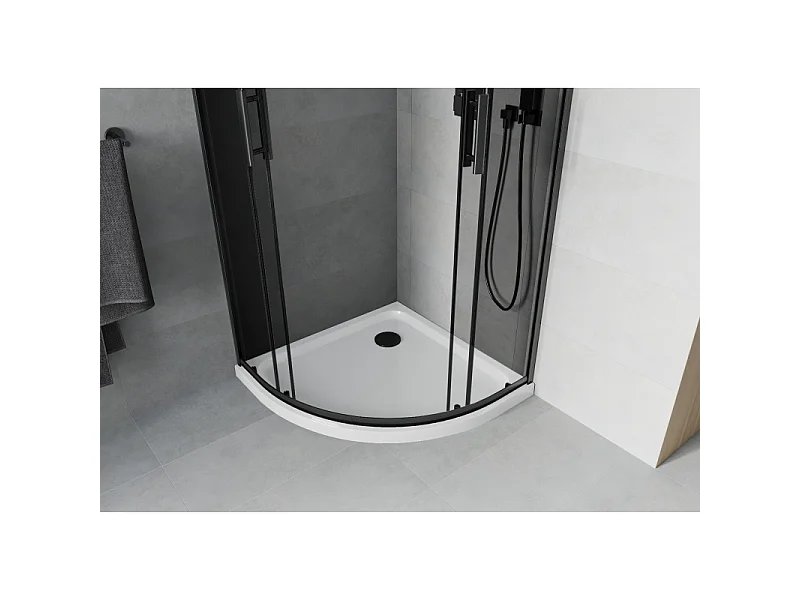 Mexen Rio half ronde douchecabine 90 x 90 cm, grafiet, zwart + Flat douchebak, wit - 863-090-090-70-40-4110B