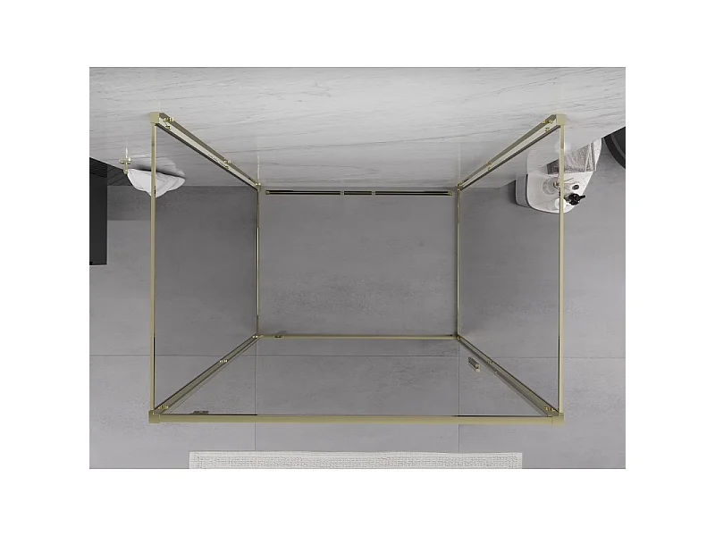 Mexen Exo-3S 3-seitige Duschkabine, schwenkbar, 90 x 75 cm, transparent, golden - 8181-090-075-50-00-3S