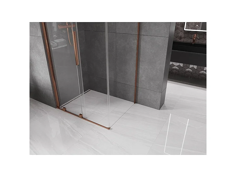 Mexen Velar schuifbare douchecabine 120 x 75 cm, transparant, roze goud - 871-120-075-01-60