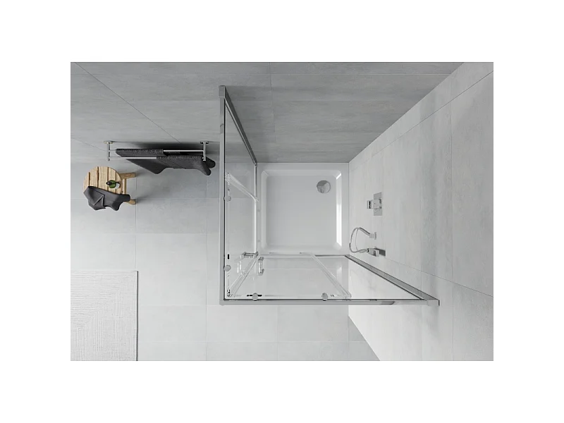 Mexen Rio vierkante douchecabine 80 x 80 cm, transparant, chroom + Flat douchebak, wit - 860-080-080-01-00-4010