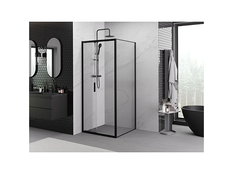Mexen Exo Schiebeduschkabine 85 x 85 cm, transparent, schwarz - 8153-085-085-70-00