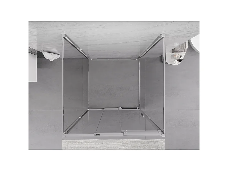 Mexen Exo-3S 3-sidet skydedør brusekabine 80 x 80 cm, transparent, krom - 8153-080-080-01-00-3S