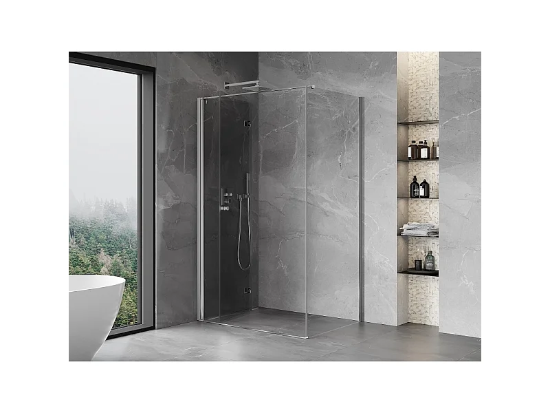 Mexen Mist-F prepogibna tuš kabina leva 115 x 120 cm, prozorna, krom - 8A6T-115-120-01-00-L