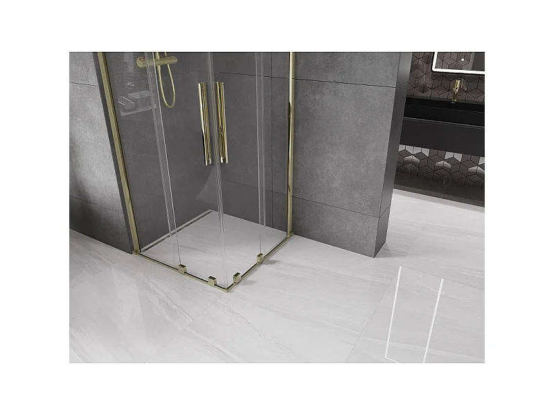 Mexen Velar Duo skydedør brusekabine 80 x 80 cm, transparent, guld - 871-080-080-02-50