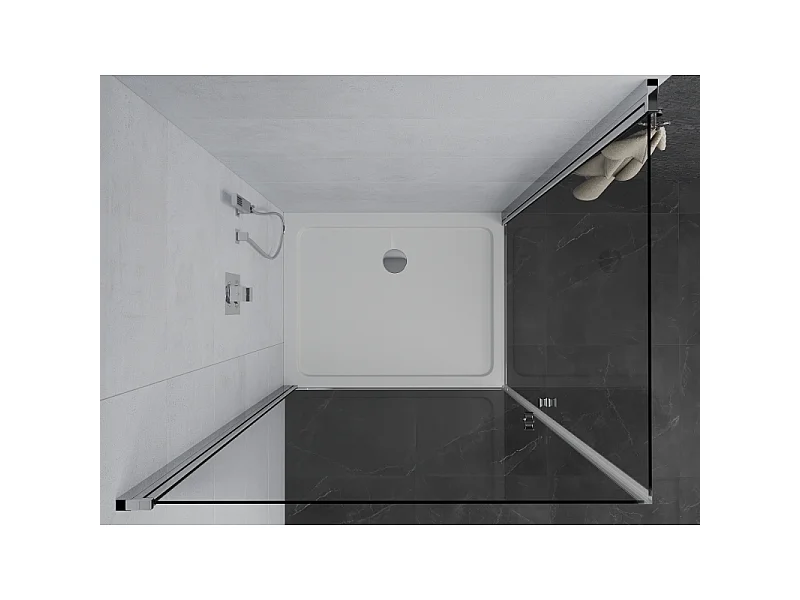 Mexen Pretoria Duo cabine de douche pivotante 80 x 70 cm, transparent, chrome + receveur Flat - 852-080-070-01-02-4010