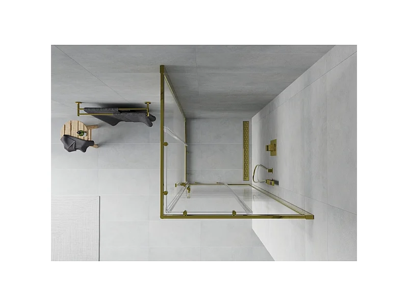 Mexen Rio vierkante douchecabine 80 x 80 cm, transparant, goud - 860-080-080-50-00