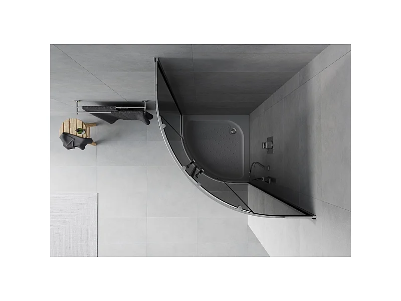 Mexen Rio halvcirkelformet brusekabine 80 x 80 cm, grafit, krom + brusebakke , hvid - 863-080-080-01-40-4710