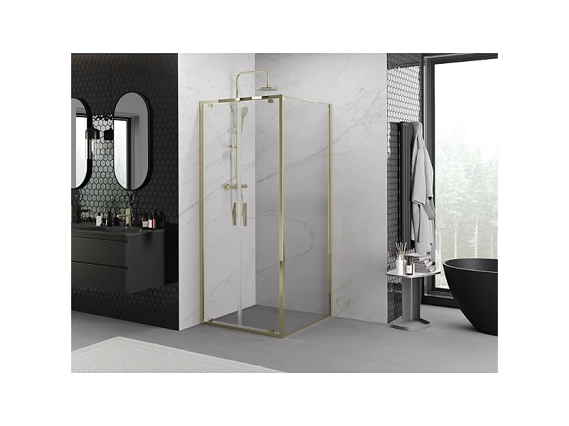 Mexen Exo kabina prysznicowa uchylna 70 x 70 cm, transparent, złota - 8182-070-070-50-00