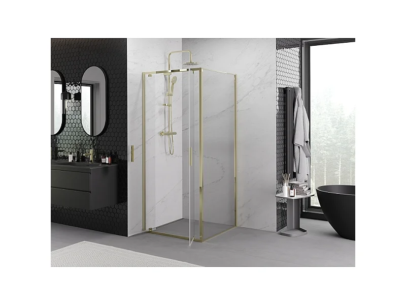 Mexen Exo kabina prysznicowa uchylna 70 x 70 cm, transparent, złota - 8182-070-070-50-00
