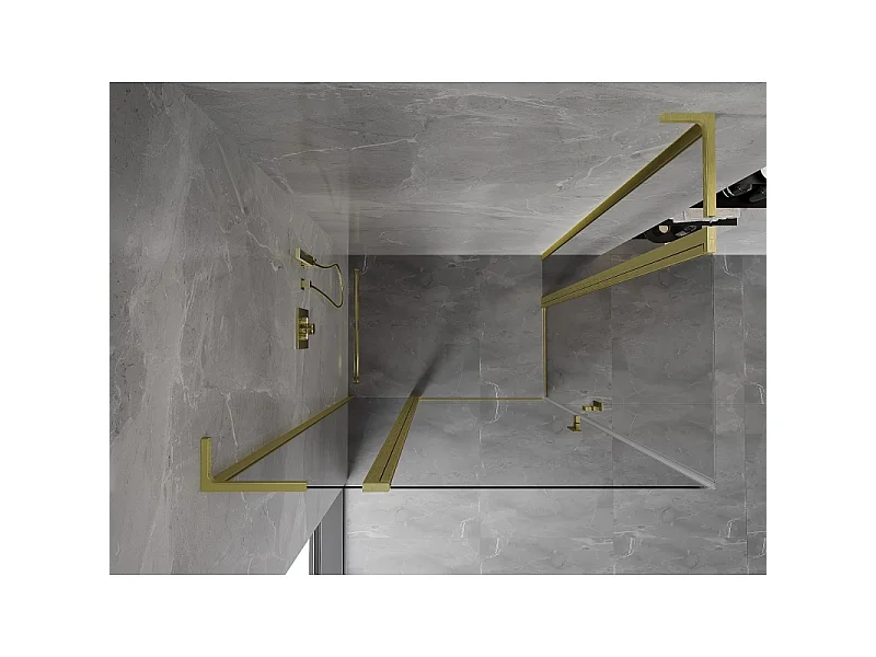 Mexen Mist L Duo draaideur douchecabine 110 x 90 cm, transparant, geborsteld goud - 8A4L-110-090-55-00