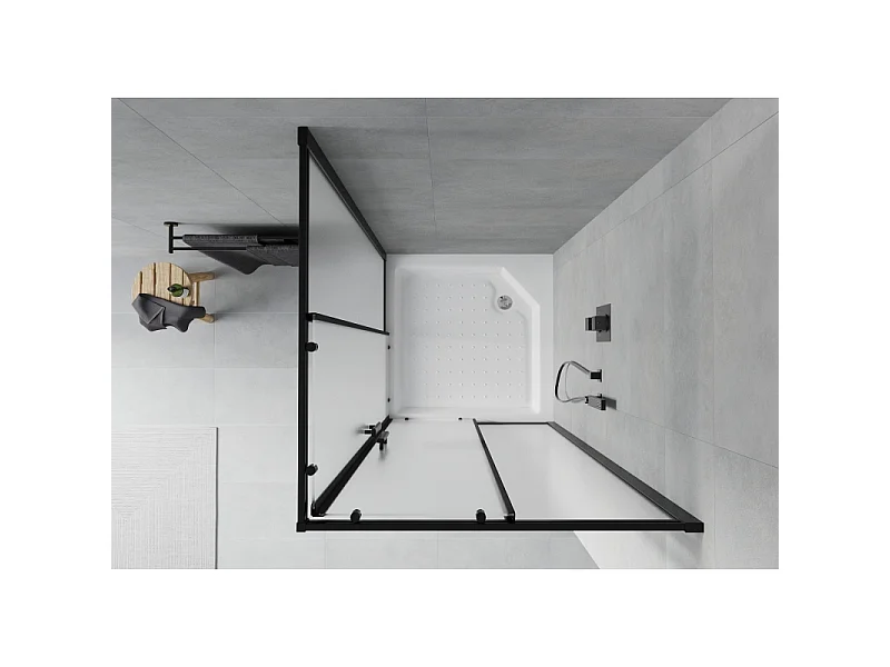 Mexen Rio cabine de douche carrée 90 x 90 cm, dépoli, noir + receveur de douche, blanc - 860-090-090-70-30-4510