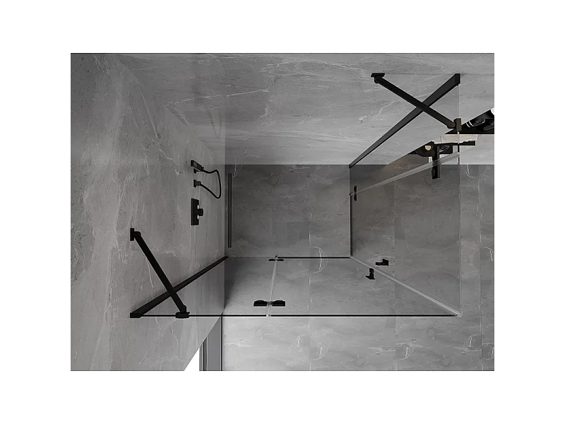 Mexen Mist-H Duo Duschkabine schwenkbar links 110 x 80 cm, transparent, schwarz - 8A5-110L-080P-70-00