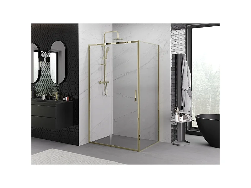 Mexen Exo Schiebeduschkabine 155 x 110 cm, transparent, gold - 8151-155-110-50-00