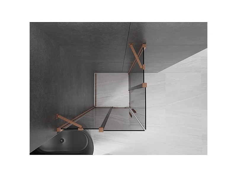 Mexen Velar Duo cabine de douche coulissante 80 x 80 cm, graphite, cuivre brossé - 871-080-080-42-65