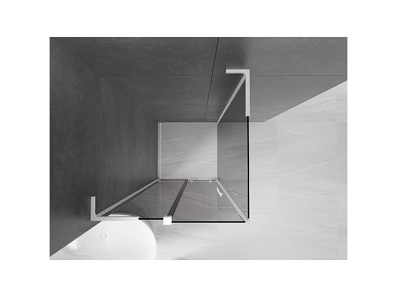 Mexen Velar L sliding shower cabin 100 x 100 cm, graphite, white - 871-100-100-43-20