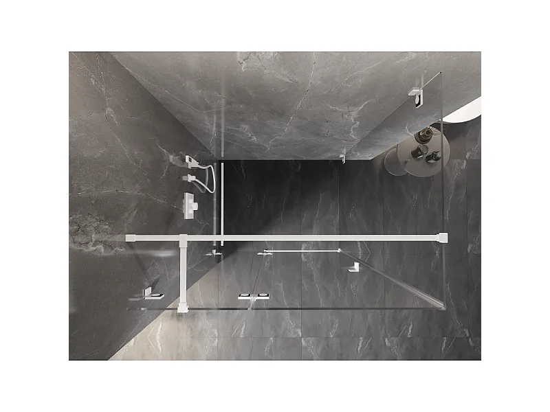 Mexen Lunar T nihajna tuš kabina leva 80 x 110 cm, prozorna, bela - 834T-080-110-20-00-L