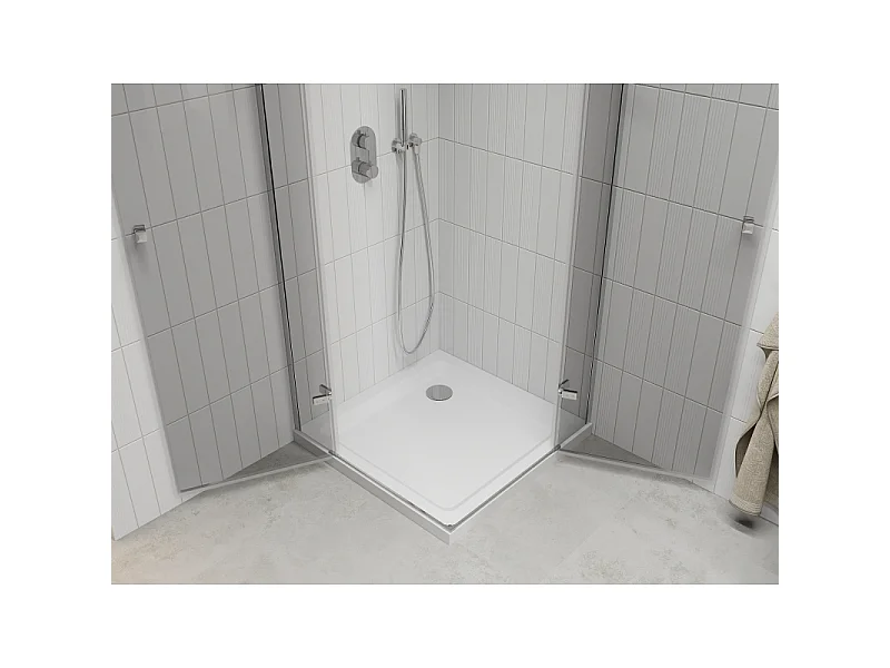 Mexen Roma Duo 70 x 70 cm Hinged Shower Cabin, Transparent, Chrome + Flat Shower Tray - 854-070-070-01-02-4010