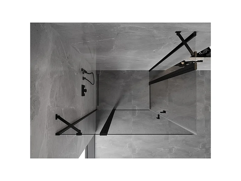 Mexen Mist Duo draaideur douchecabine 85 x 70 cm, transparant, zwart - 8A4-085-070-70-00