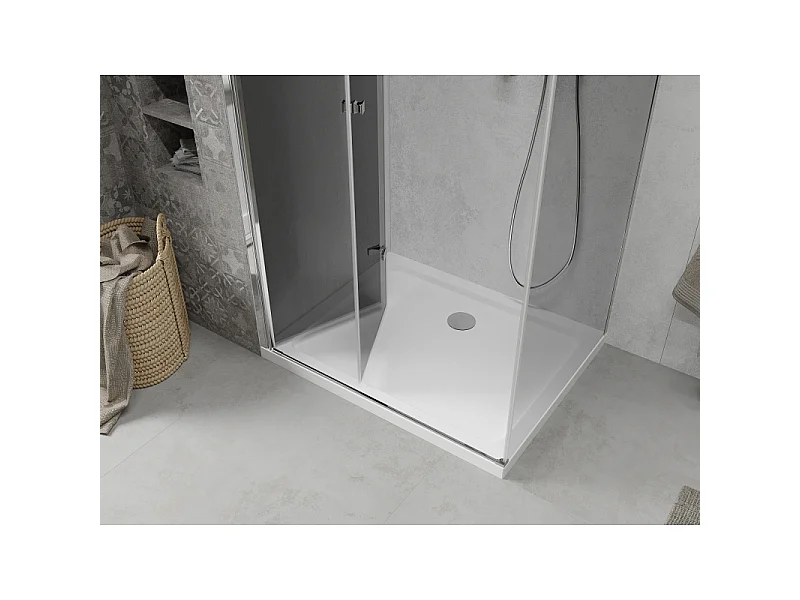 Mexen Lima kabina prysznicowa składana 100 x 80 cm, grafit, chrom + brodzik Flat, biały - 856-100-080-01-40-4010