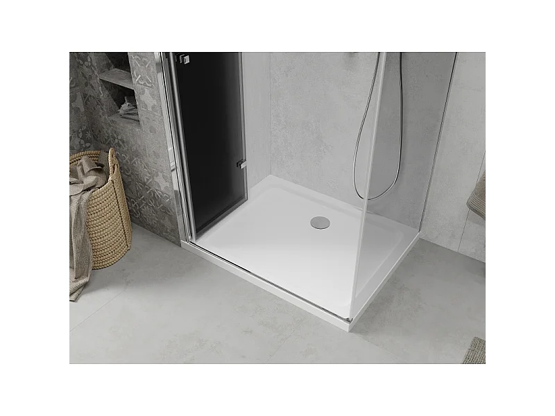 Mexen Lima kabina prysznicowa składana 100 x 80 cm, grafit, chrom + brodzik Flat, biały - 856-100-080-01-40-4010