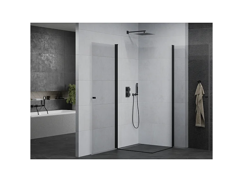 Mexen Pretoria Duo brusekabine svingdøre 80 x 80 cm, transparent, sort - 852-080-080-70-00-02