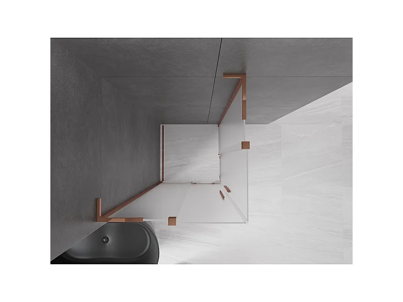 Mexen Velar L Duo glidende brusekabine 80 x 80 cm, frostet, rosa guld - 871-080-080-02-33-60