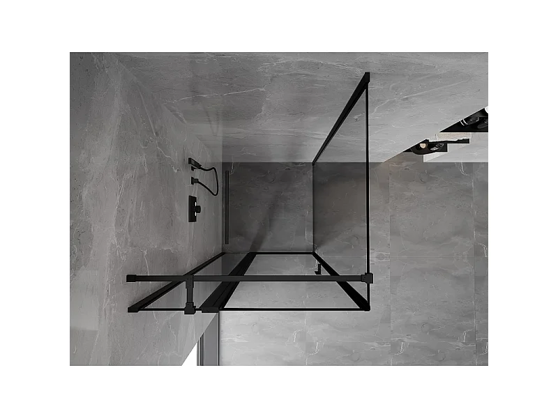 Mexen Mist T brusekabine med svingdør venstre 80 x 80 cm, sort ramme, sort - 8A4T-080-080-70-70-L