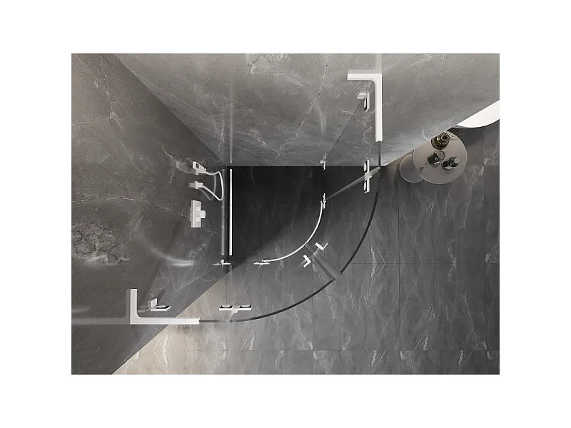 Mexen Lunar L cabine de douche semi-circulaire battante 100 x 100 cm, transparent, blanc - 833L-100L-100P-20-00