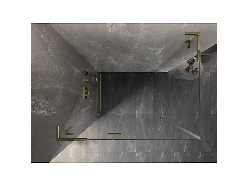 Mexen Lunar L venstrehængt brusekabine 90 x 80 cm, transparent, gylden - 834L-090-080-50-00-L