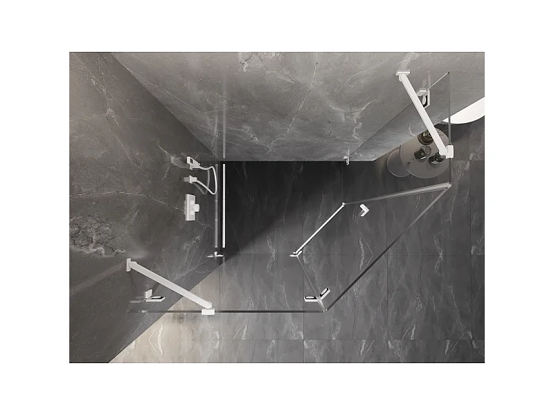 Mexen Lunar pentagonal left swing shower enclosure 100 x 80 cm, transparent, white - 831-100L-080P-20-00-L