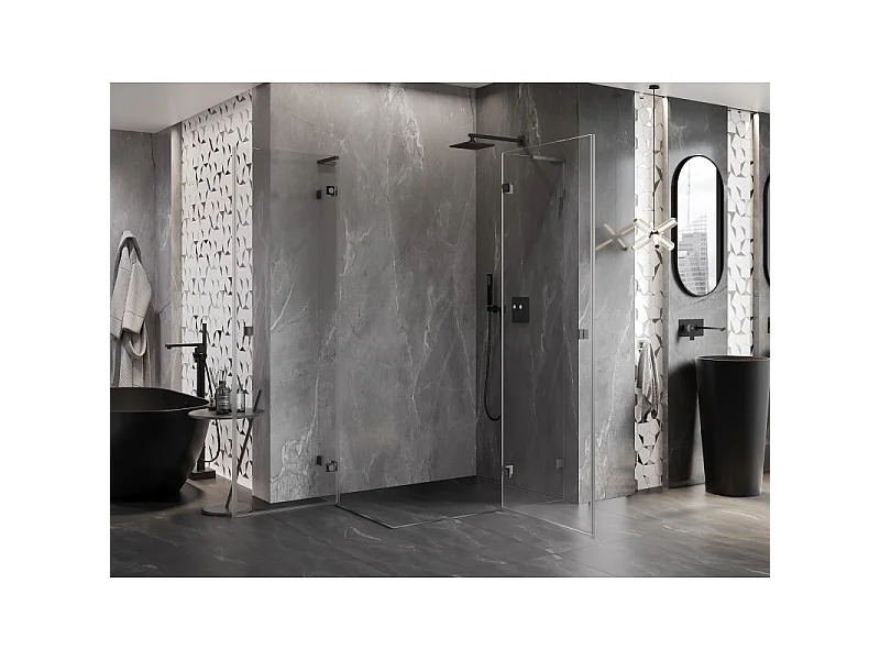 Mexen Lunar L Duo cabine de douche pivotante droite 100 x 85 cm, transparent, gris fusil brossé - 834L-100P-085L-66-00