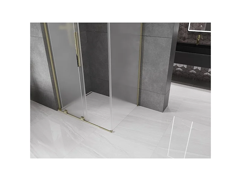 Mexen Velar L sliding shower cabin 100 x 110 cm, frost, gold - 871-100-110-33-50