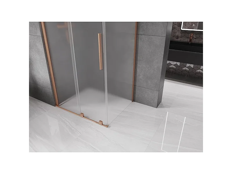 Mexen Velar douchecabine schuifdeur 90 x 80 cm, ijs, geborsteld koper - 871-090-080-31-65
