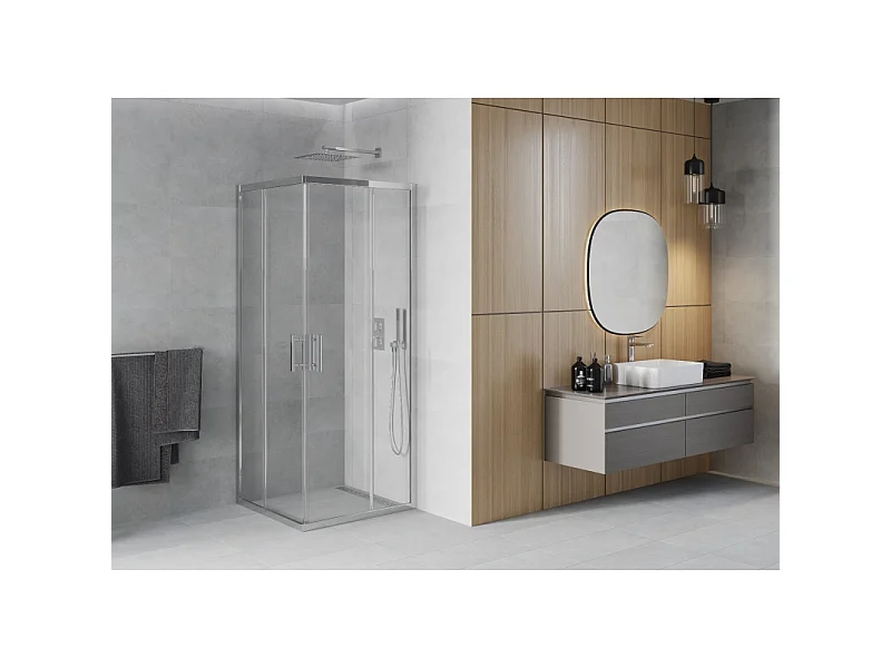 Mexen Rio cabine de duche quadrada 90 x 90 cm, transparente, cromado - 860-090-090-01-00