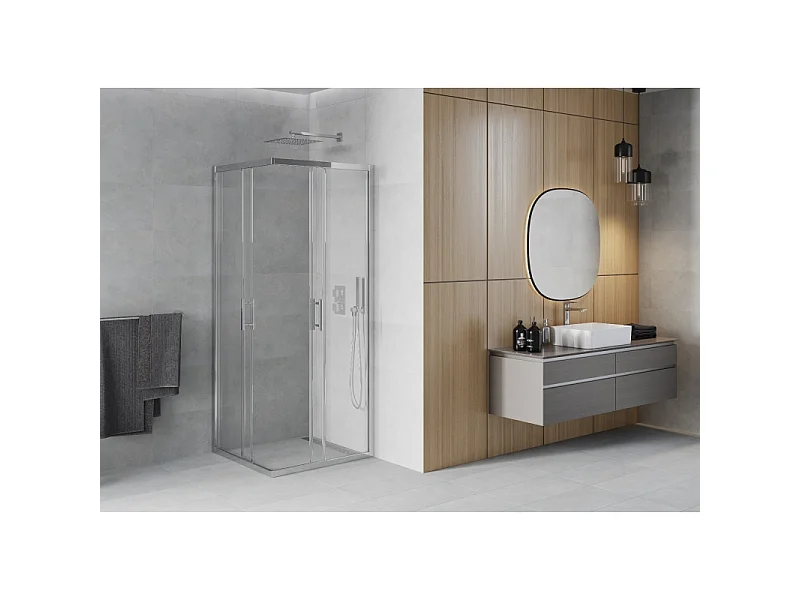 Mexen Rio cabine de duche quadrada 90 x 90 cm, transparente, cromado - 860-090-090-01-00