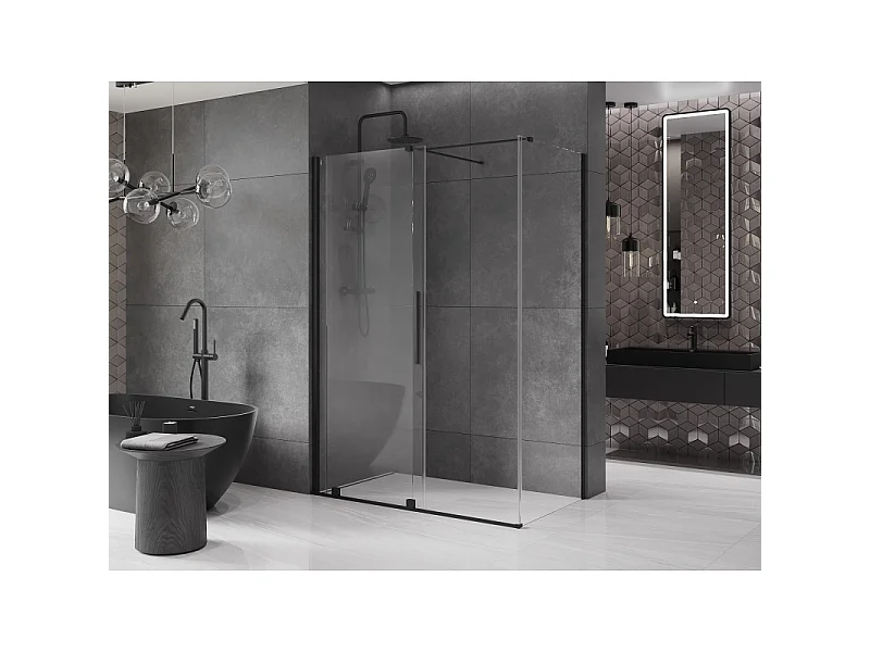 Mexen Velar skydedør brusekabine 160 x 100 cm, transparent, sort - 871-160-100-01-70