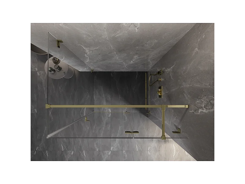 Mexen Lunar T hængslet højre brusekabine 140 x 100 cm, transparent, guld - 834T-140-100-50-00-P