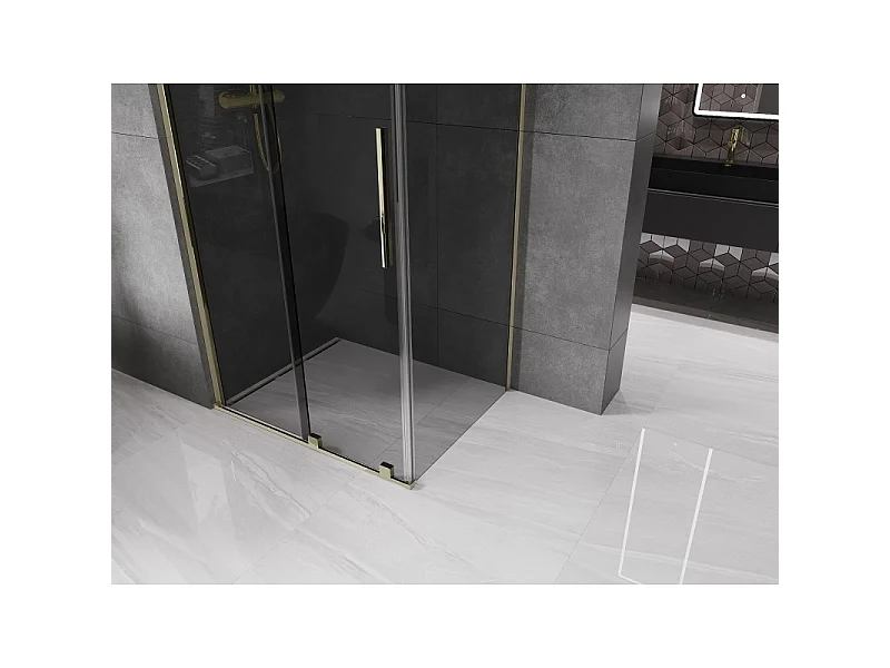 Mexen Velar schuif douchecabine 90 x 70 cm, grafiet, goud - 871-090-070-41-50