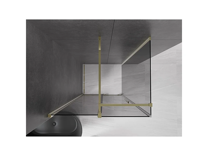 Mexen Velar schuif douchecabine 90 x 70 cm, grafiet, goud - 871-090-070-41-50
