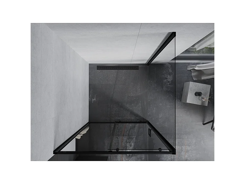 Mexen Apia kabina prysznicowa rozsuwana 100 x 100 cm, transparent, czarna - 840-100-100-70-00